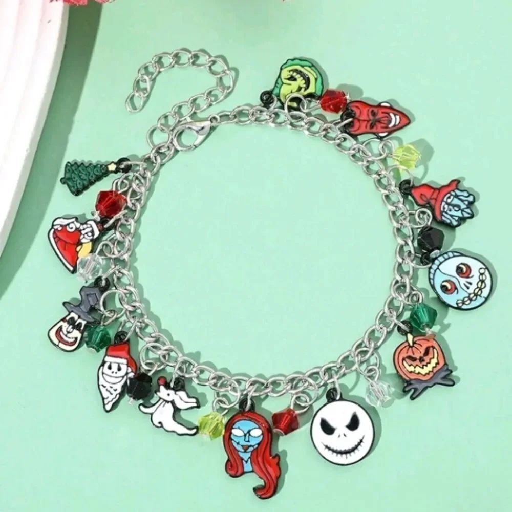 Tim Burton Nightmare Before Christmas Silver Link Charm Bracelet Jack Sa…
